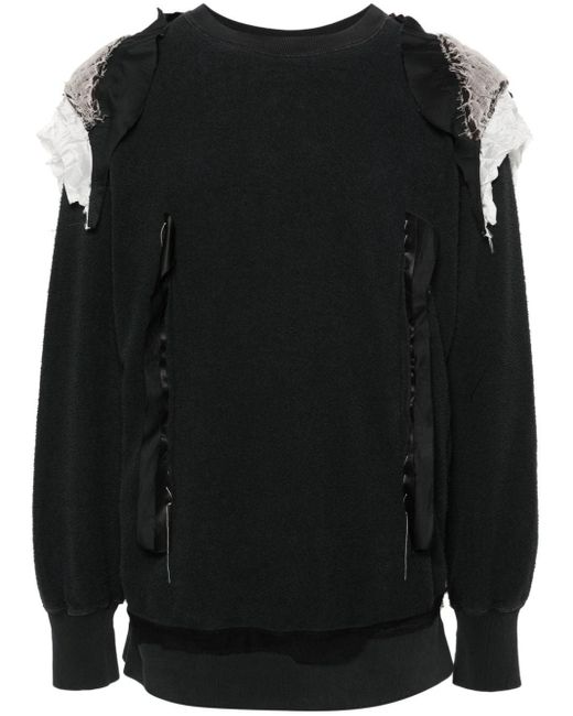 Maison Margiela Black Terry-Cloth Patchwork Sweatshirt for men