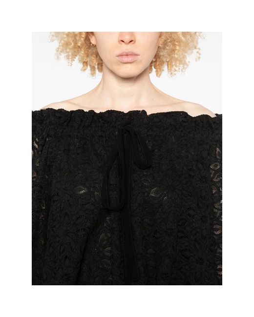 LES FILLES D'EVA Black Ruffled Lace Mini Dress