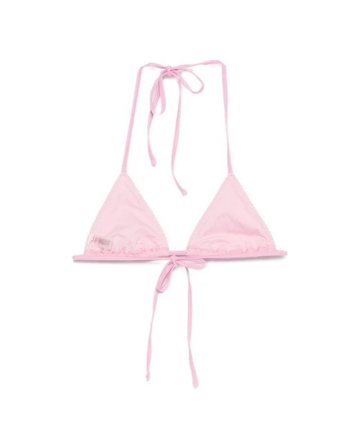 Frankie's Bikinis Pink Nick Tie-Detail Bikini Top