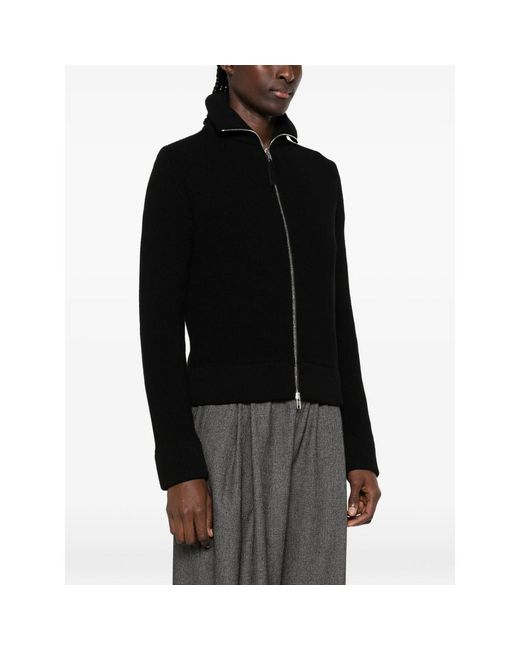 Maison Margiela Black Ribbed-Knit Zip-Up Jacket