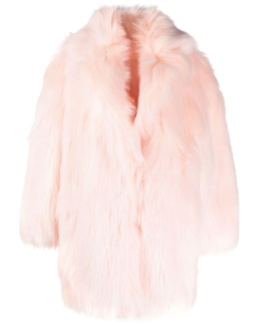 Sportmax Pink Faux Fur Coat