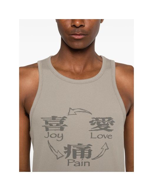 MADFRENZY Gray Joy Love Pain Print Top for men