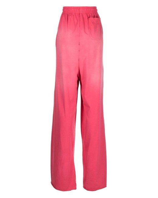 Vetements Pink Logo-Embroidery Cotton Track Pants