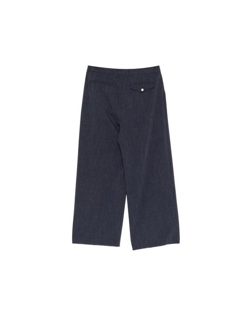 THESTROY Blue Pleated Wide-Leg Trousers
