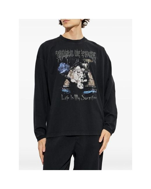 Vetements Black Graphic-Print Long-Sleeve T-Shirt for men