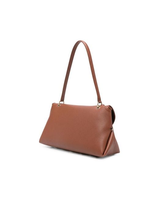 Ferragamo Brown Gancini Pebbled Leather Tote Bag