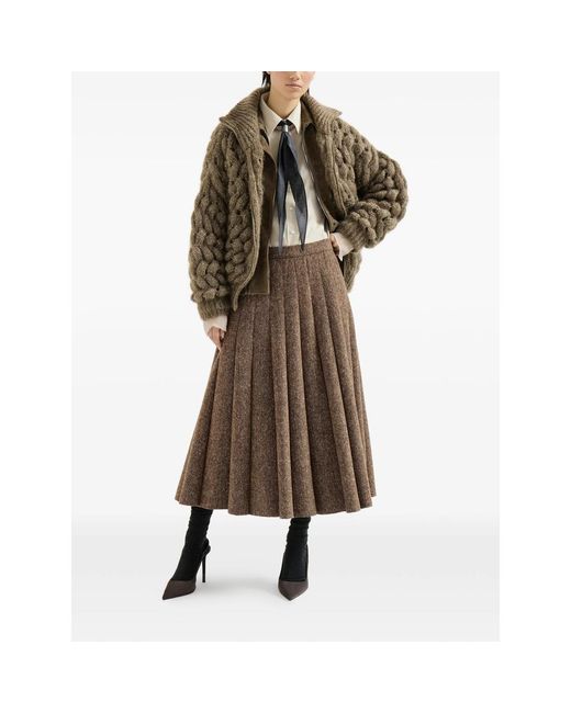 Brunello Cucinelli Green Dazzling Zigzag Cables Cardigan