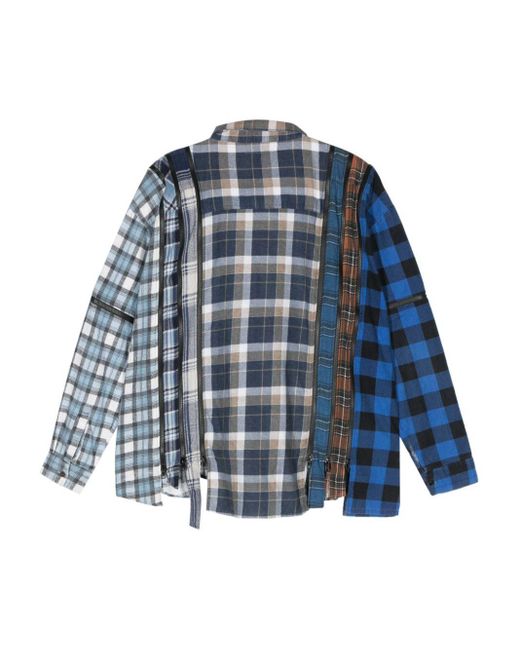 Needles Blue Zip-Detail Flannel Shirt for men