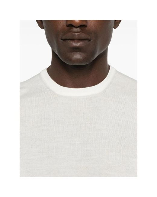 Fileria White Crew-Neck Wool Sweater for men