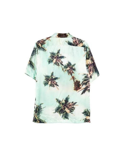 Mazzarelli Green Palm-Print Shirt for men