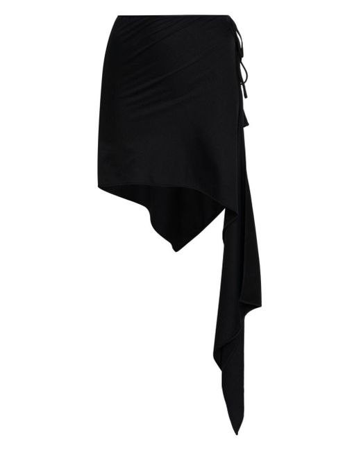 The Attico Black Wrap-Up Beach Skirt