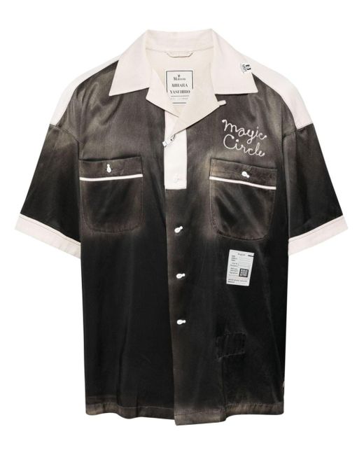 Maison Mihara Yasuhiro Black Bowling Faded-Effect Shirt for men