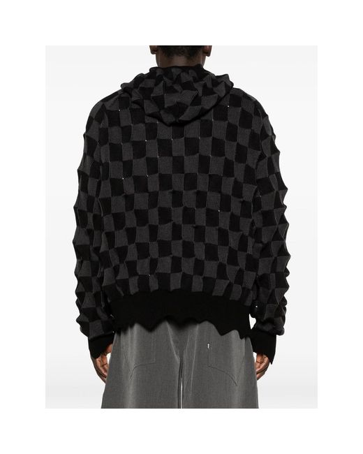 MADFRENZY Black Checkerboard Hoodie for men
