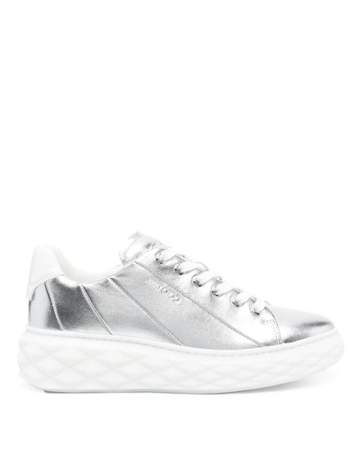 Jimmy Choo Leather Diamond Light Maxi/f Sneakers in Grey (Grey) | Lyst UK