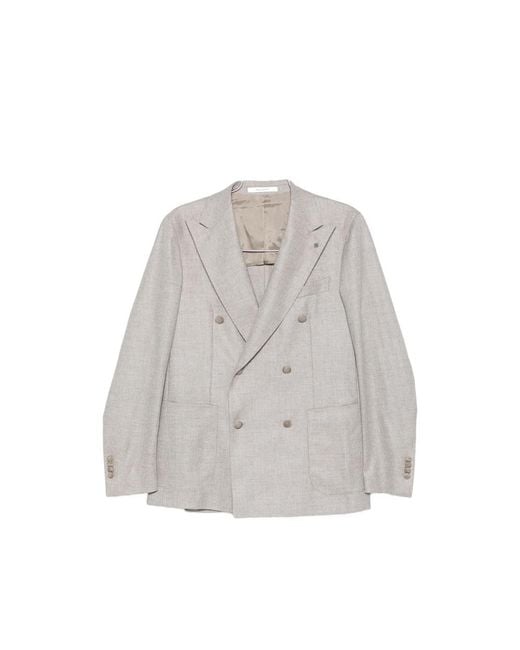 Tagliatore Gray Double-Breasted Buttoned Blazer for men