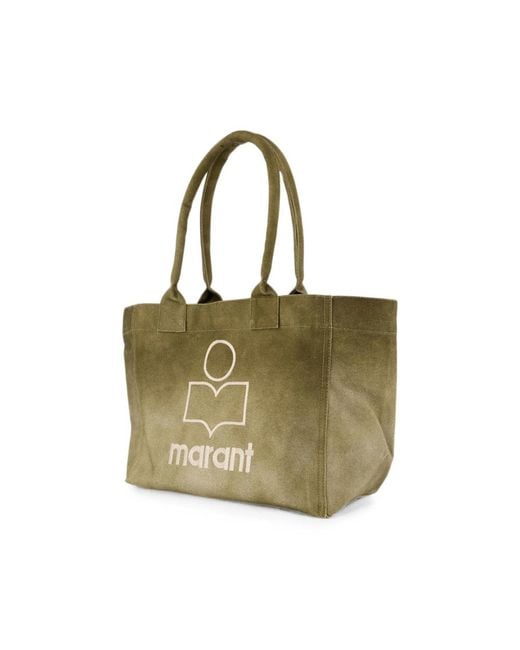 Isabel Marant Green Yenky Logo-Print Tote Bag