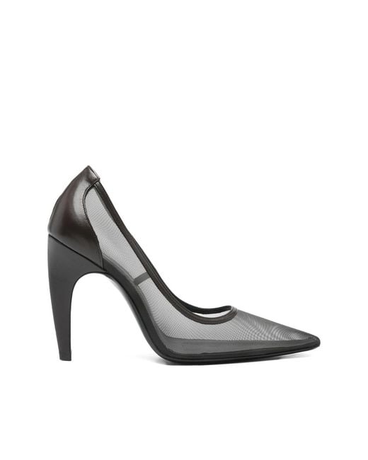 Jude Gray Pointed-Toe Mesh Pumps