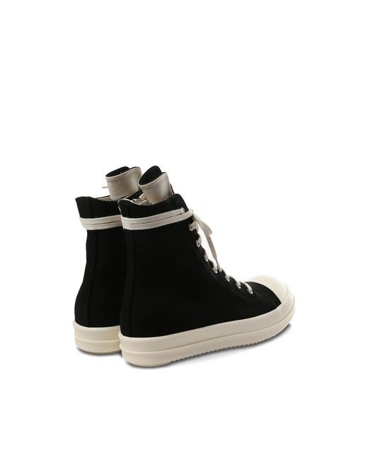 Rick Owens Black Denim Low Top Sneakers for men