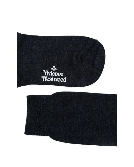 Vivienne Westwood Black Orb-Embroidered Logo-Print Socks for men