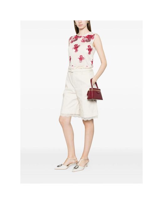 Vivetta White Belted Lace Shorts