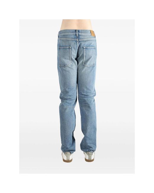 Saint Laurent Blue Logo-Patch Belt-Loop Jeans for men
