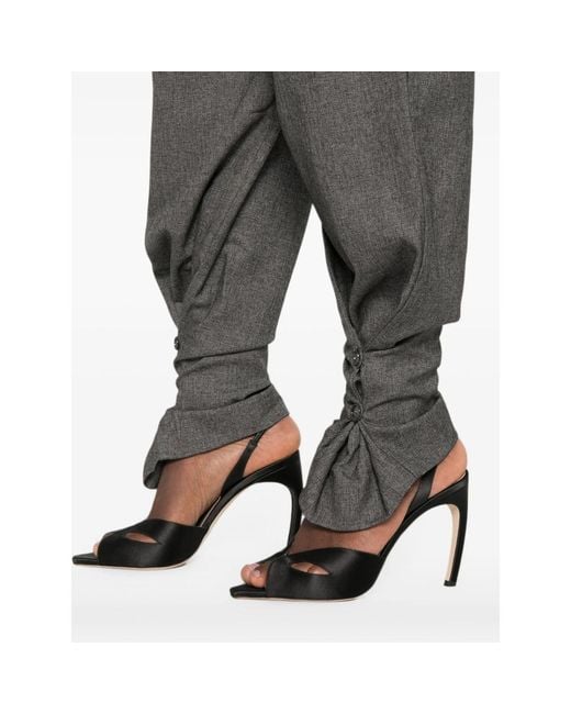 ANDAMANE Gray Buttoned-Cuff Elasticated-Waist Trousers