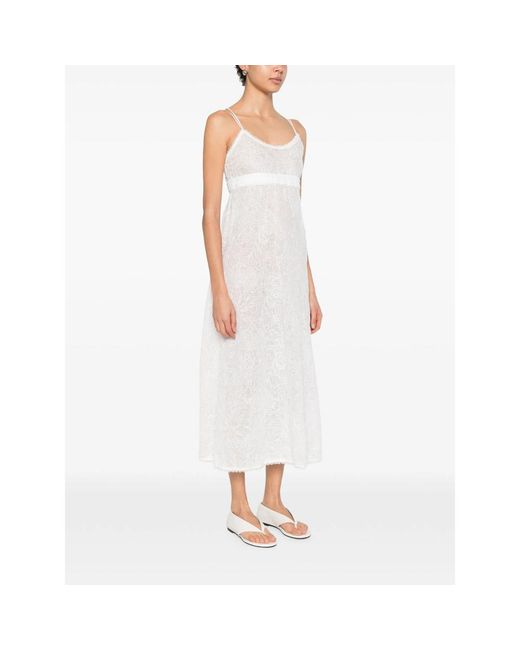 Ermanno Scervino White Dress Floral Embroidery