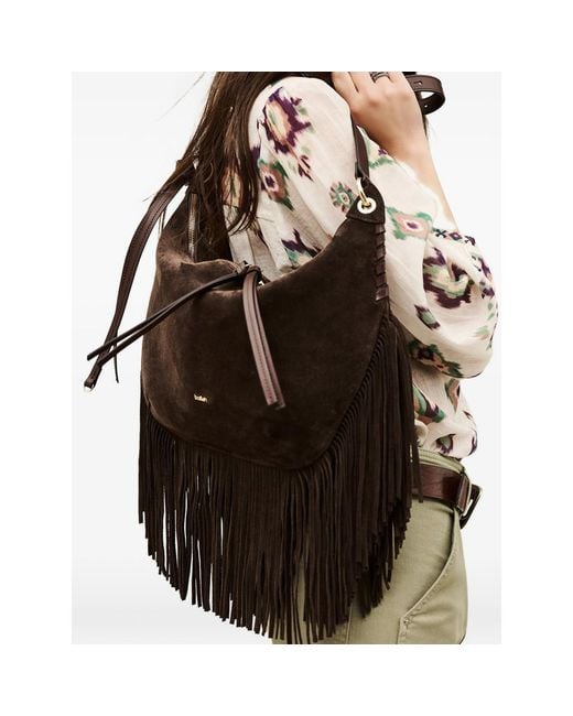 Ba&sh Brown Fringes Suede Tote Bag