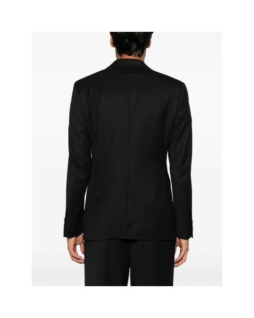 TONYWACK Black Double-Breasted Twill Blazer for men