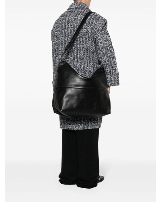 Dries Van Noten Black Pebbled Leather Shoulder Bag for men