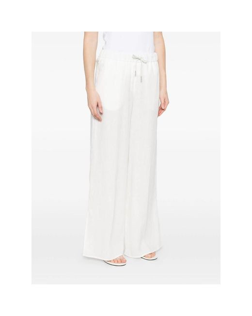 Panicale White Drawstring-Waist Trousers