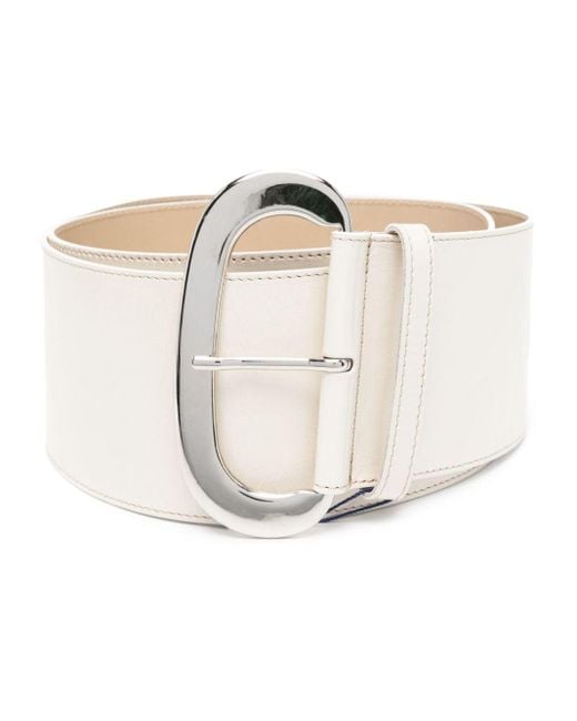 Paloma Wool White Buckled Leather Belt