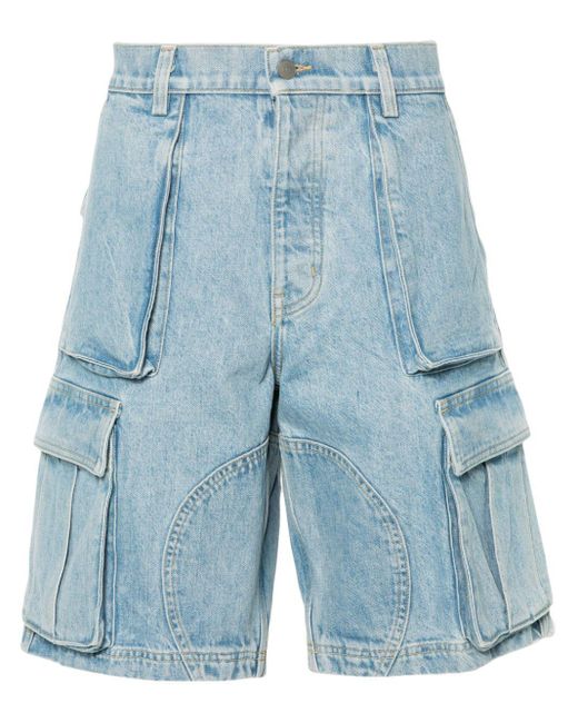 NAHMIAS Blue Denim Cargo Shorts for men