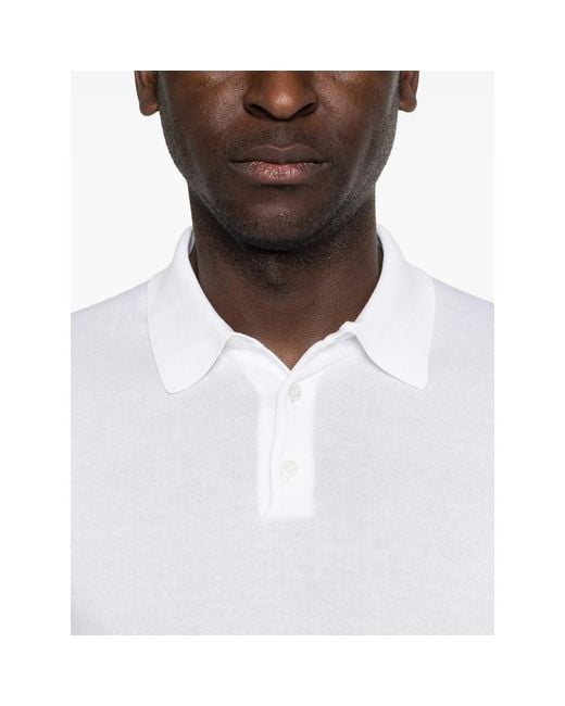 Fedeli White Button-Fastening Polo Shirt for men