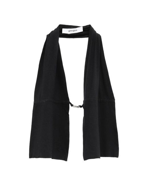 GIMAGUAS Black Mia Draped Buckle Halter Top