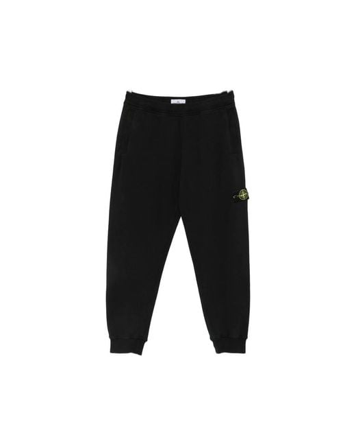 Stone Island Black Logo-Patch Track Pants for men