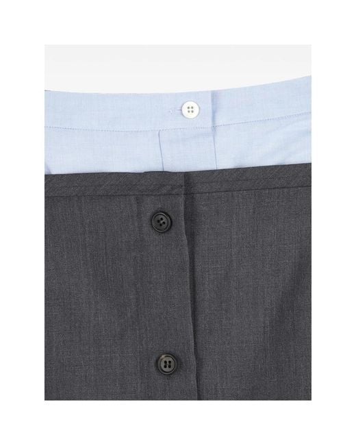 Prada Gray Button-Down Layered-Effect Midi Skirt