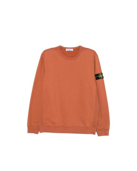 Stone Island Orange Compass Patch Crew-Neck Sweater for men