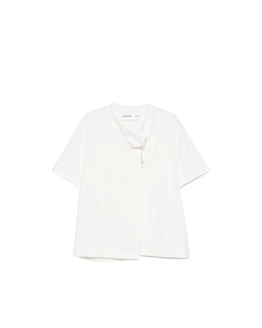 Carven White Draped-Detail T-Shirt