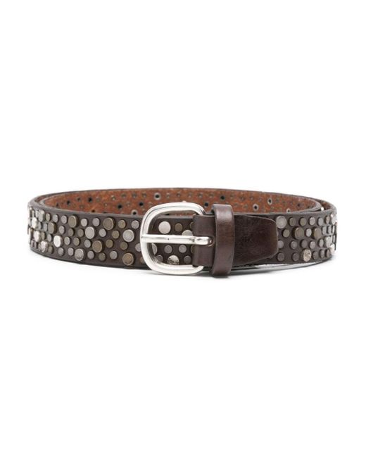 Eraldo Brown Stud-Embellished Leather Belt for men