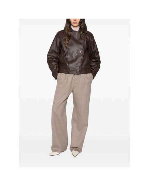 Carven Gray Side-Stripe Wide-Leg Trousers