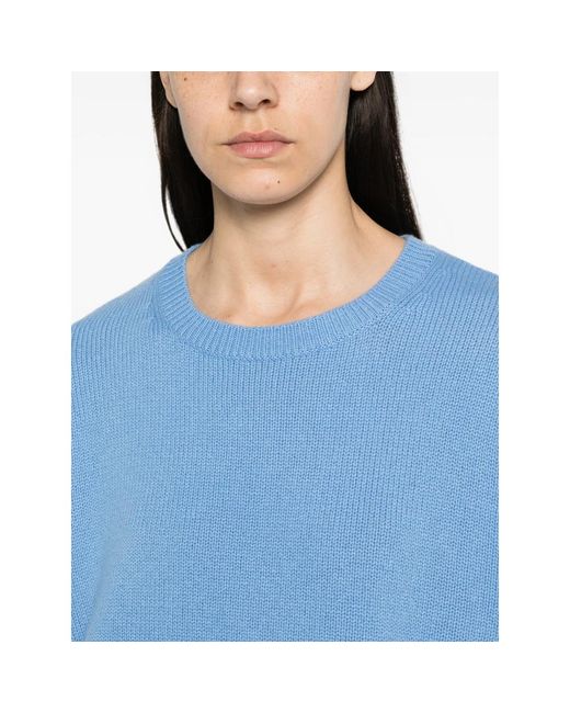 Lisa Yang Blue Mila Ribbed-Knit Crew-Neck Sweater