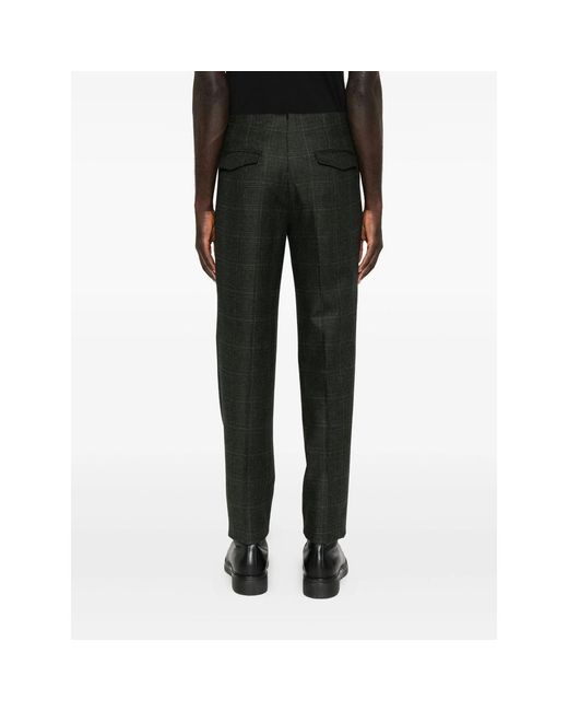 Incotex Black Pleated Checked Trousers for men