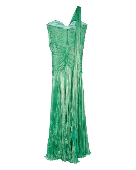 IRIS SERBAN Green Eva Silk Maxi Dress