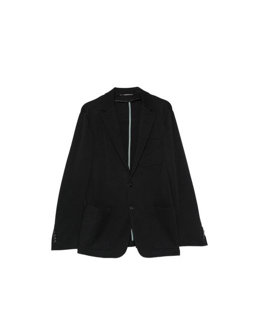 Canali Black Single-Breasted Notched-Lapel Blazer for men