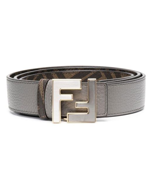Fendi Gray Ff Monogram Buckle Belt for men