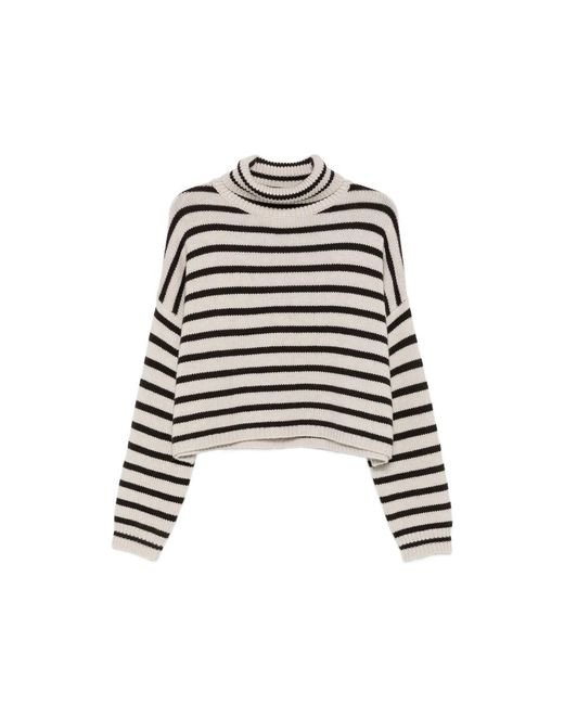 Lisa Yang Black Zerlina Striped Roll-Neck Sweater