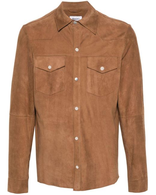 Eraldo Brown Classic-Collar Suede Shirt for men