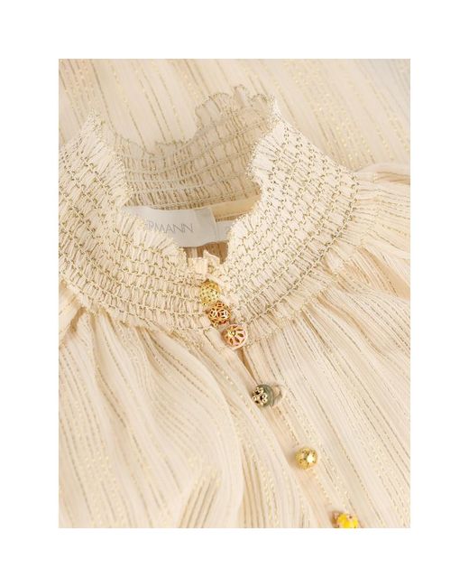 Zimmermann Natural Aster Metallic-Stripe Shirt