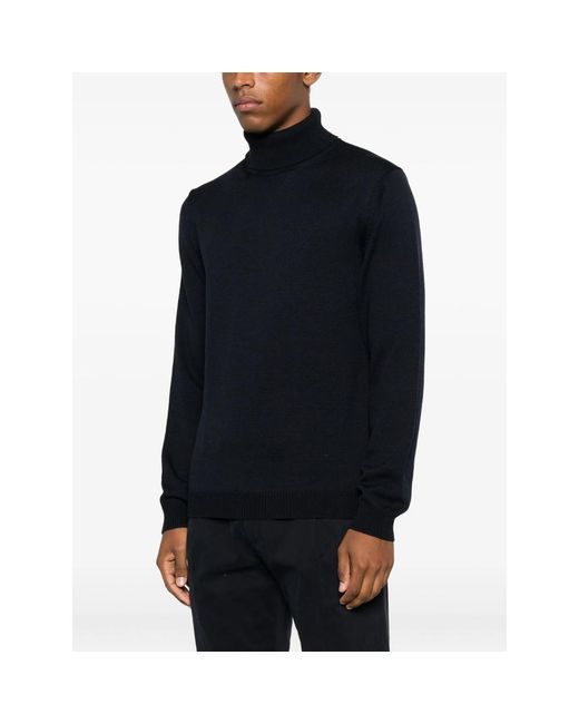 Roberto Collina Black Turtleneck Merino Wool Sweater for men